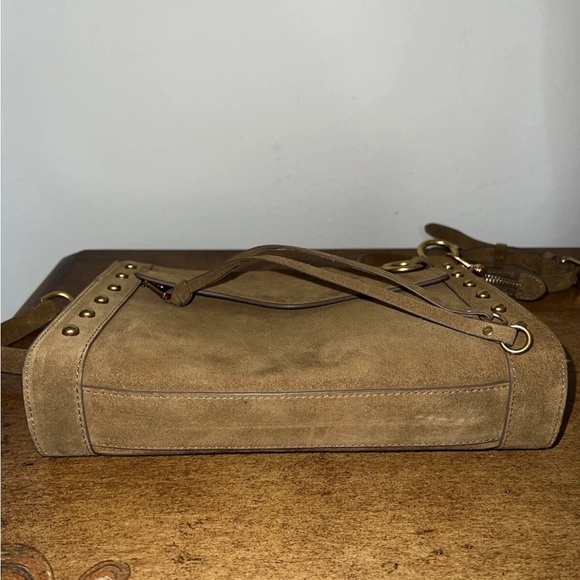 Rebecca Minkoff Brown Suede crossbody Bag with Gold Chain - Picture 5 of 5